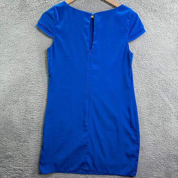 Pink Owl Dress Women’s Small Blue Cap Sleeve Mini Shift Double Layered Casual - Picture 5 of 8